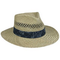 Straw Hat with Patterned Band